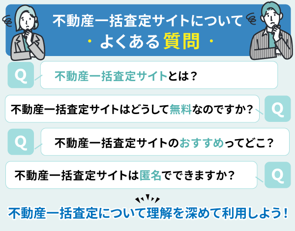 不動産一括査定サイトについてのよくある質問を紹介した吹き出し