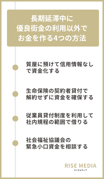 長期延滞中に優良街金の利用以外でお金を作る4つの方法