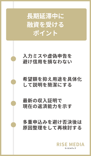 長期延滞中に融資を受けるポイント