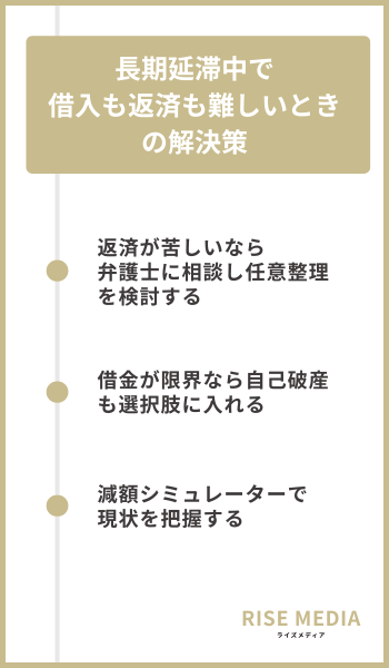 長期延滞中で借入も返済も難しいときの解決策